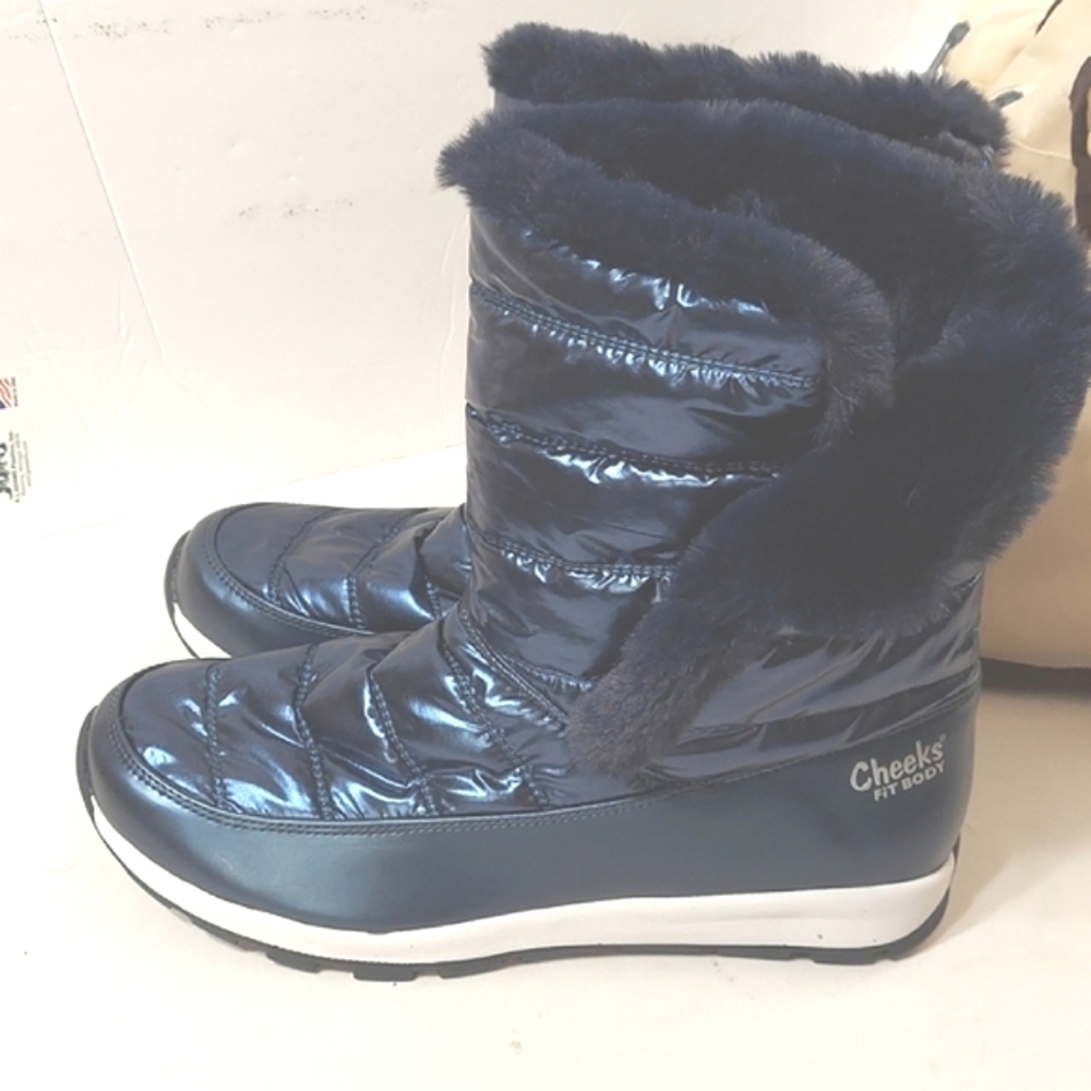 Fur Lined Ankle Boots Blue Never Worn Pretty With Dust Case Cheeks Fit Body